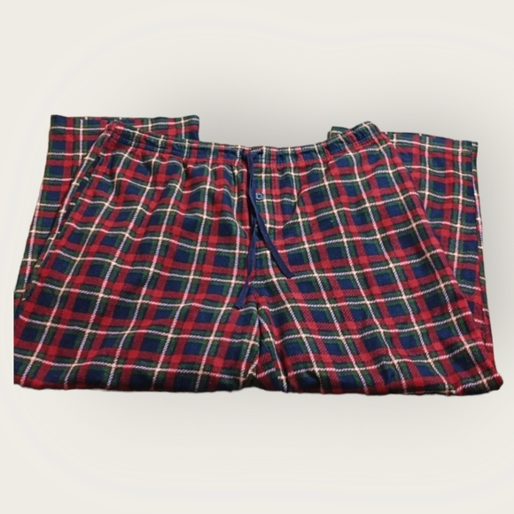 Faded Glory - Men's Navy Red Micro Fleece Plaid Pant - Picture 2 of 4